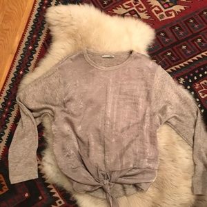 Zara Sweater with Satin Front and Knot Detail